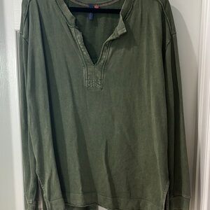 Pilcro Distressed Olive Green v-neck sweatshirt size XLP